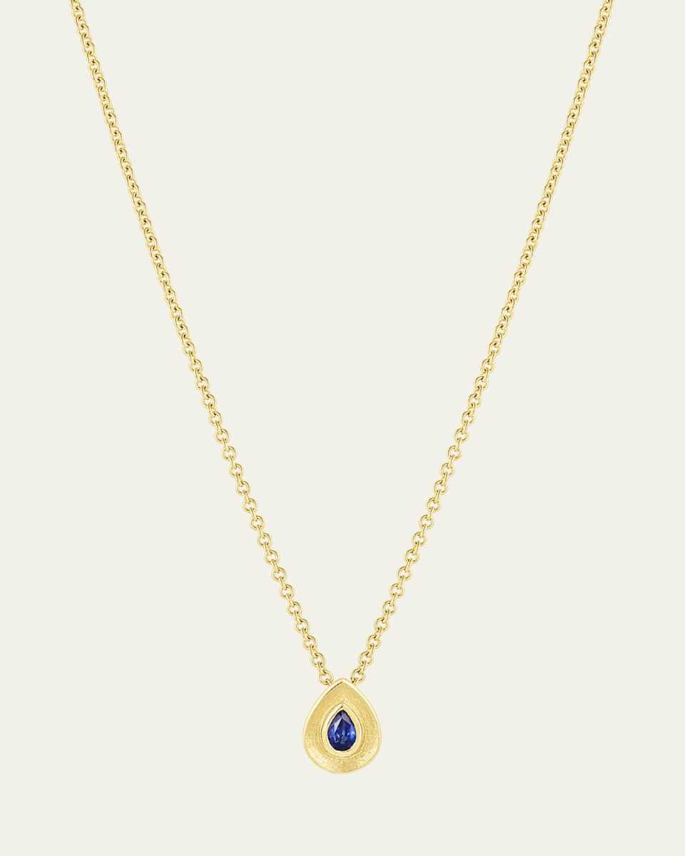 18K Gold Stardust Round Necklace with Emerald, 16-18"L